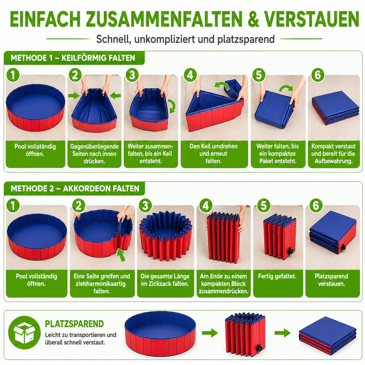 Faltbarer PVC Hundepool mit Abflussventil