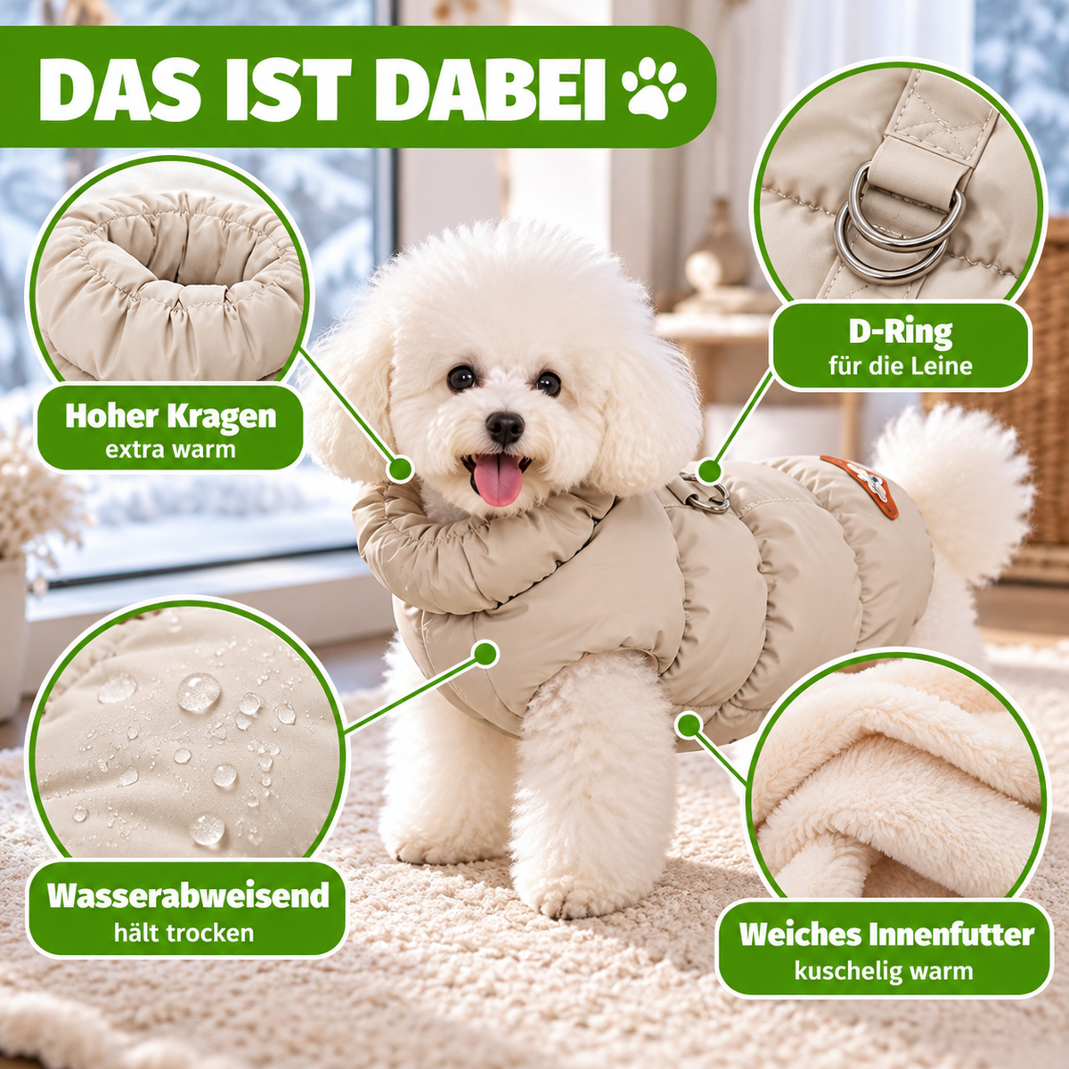 Winterjacke für Hunde und Katzen gefüttert und warm