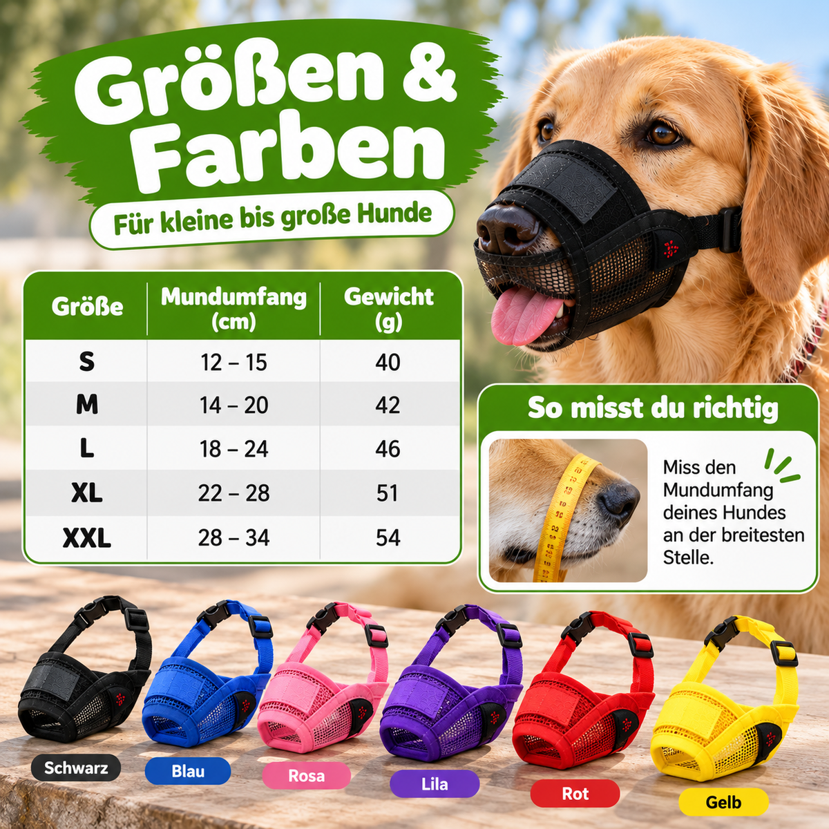 Atmungsaktiver Hundemaulkorb verstellbar