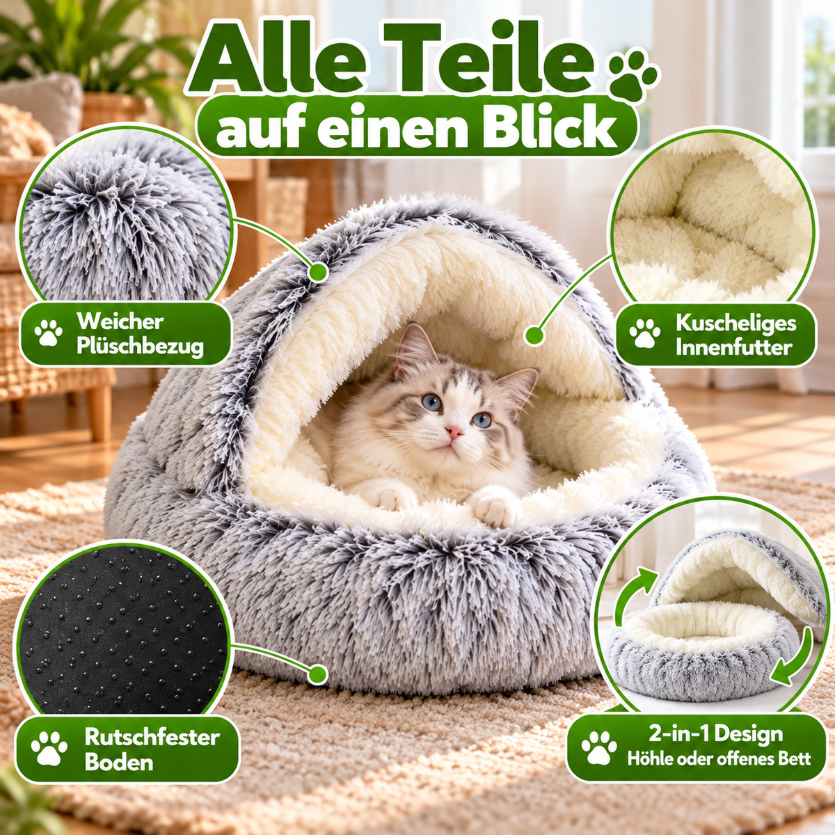 Katzenplüschbett