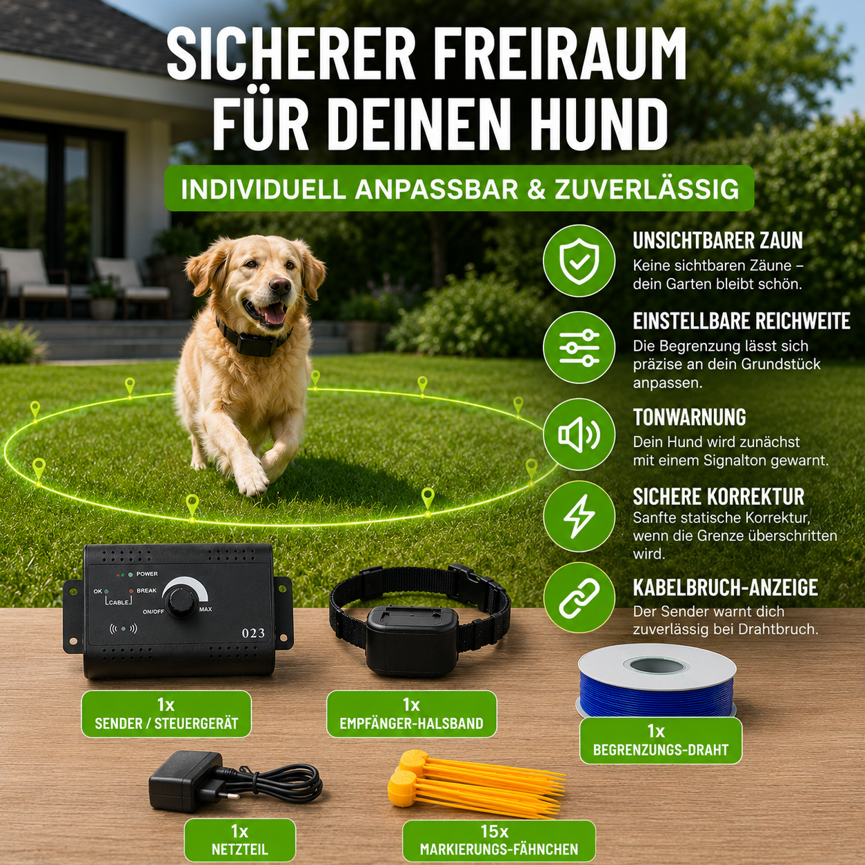 Elektronischer Hundezaun für Garten & Außenbereich wasserdicht