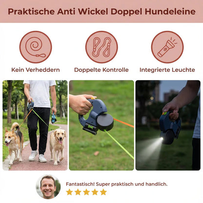 Praktische Anti Wickel Doppel Hundeleine