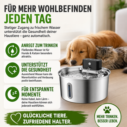 Kabelloser Edelstahl Trinkbrunnen 3,2 L mit 45 Tage Akku