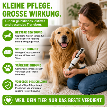 Leiser LED-Krallenschleifer für Hunde & Katzen mit LCD-Display & USB-Aufladung