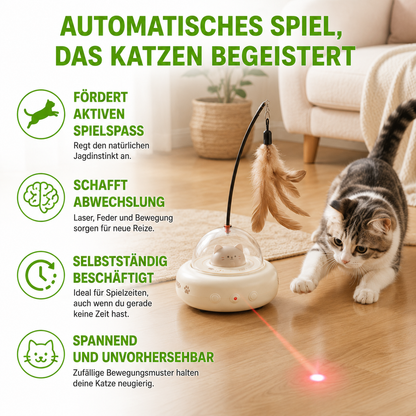 Smartes Katzen Spielzeug mit LED Laser & Feder