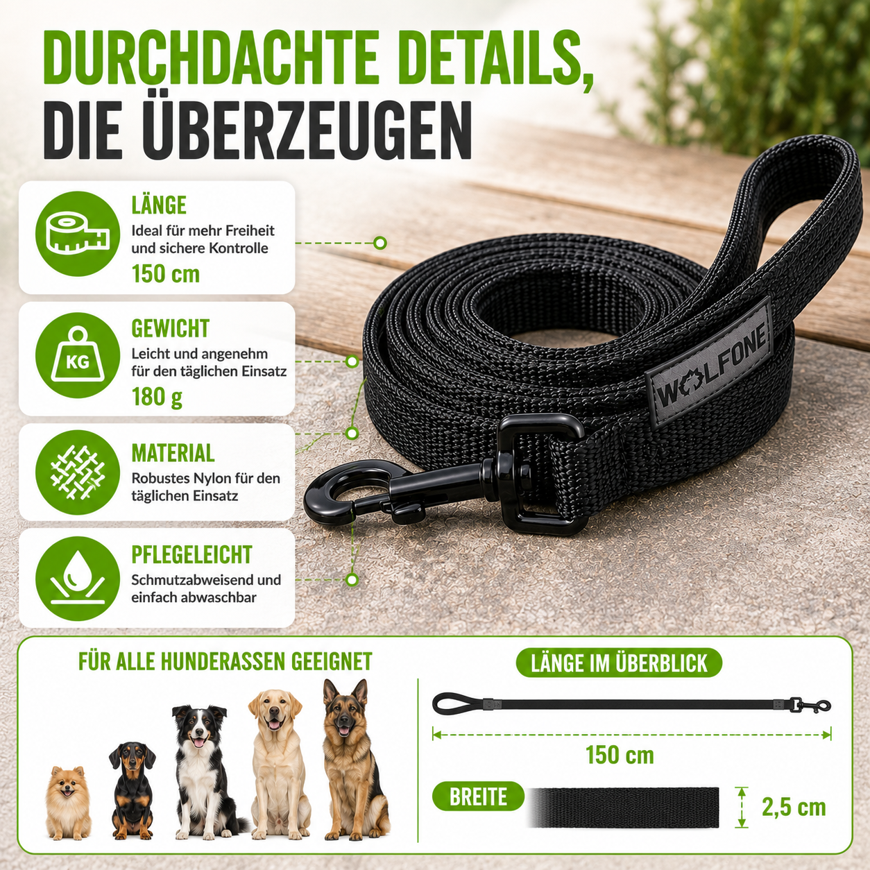 Lange Trainingsleine für Hunde mit Handschlaufe
