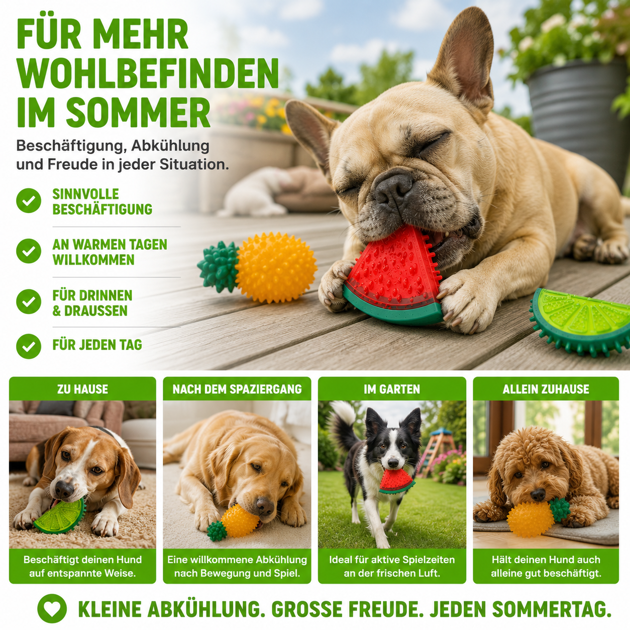 Gefrierbares Hundespielzeug im Frucht-Design