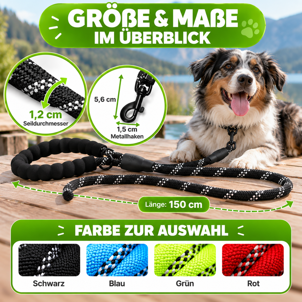 Reflektierende Sicherheitsleine für Hunde