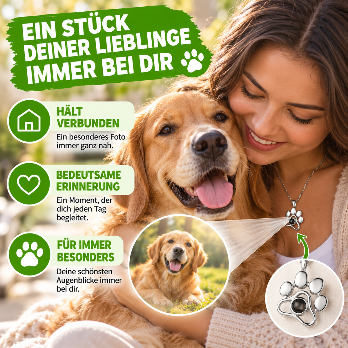 Personalisierte Halskette mit Foto Projektion