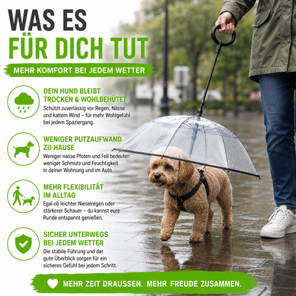 Transparenter Hundeschirm mit verstellbarer Leine