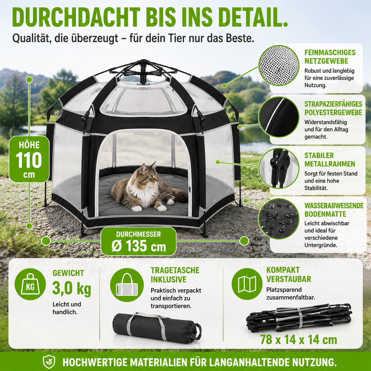 Faltbarer Haustier-Laufstall mit Pop-Up-System