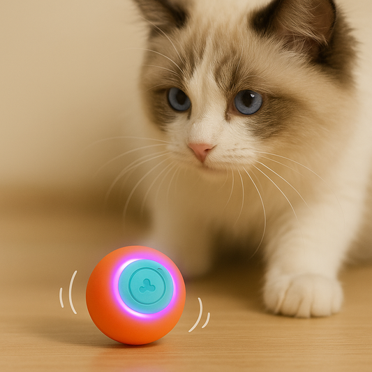 Interaktiver Silikon-Katzenspielball 🧡🩵