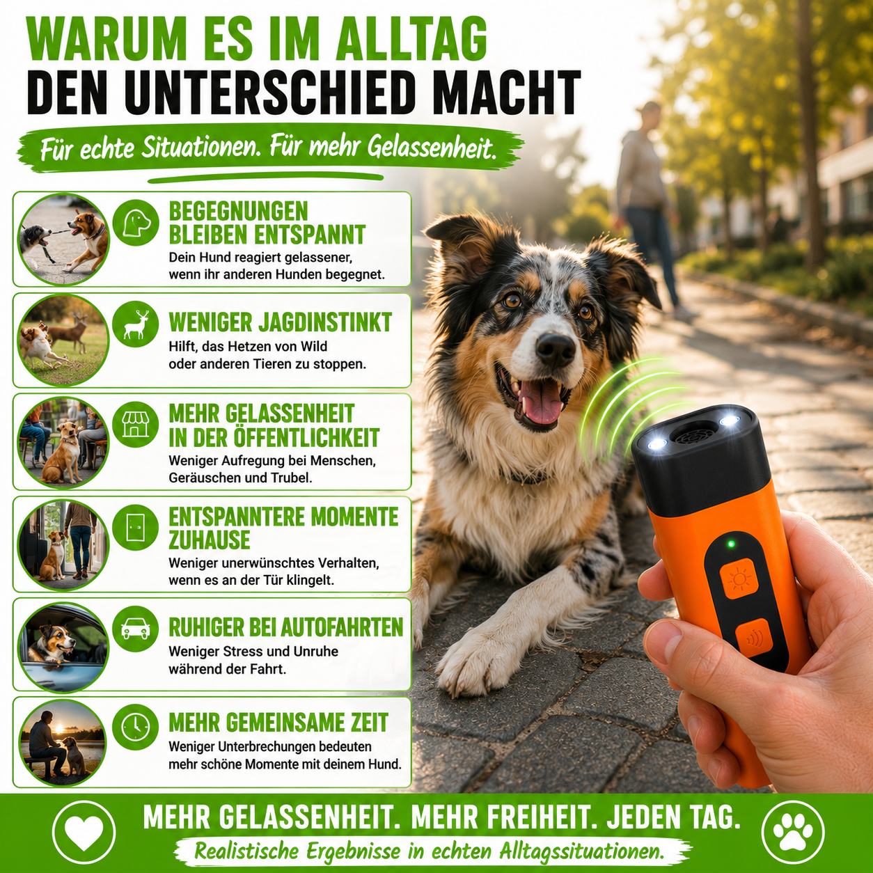 Wasserdichter Hunde-Ultraschalltrainer mit 3 Frequenzen und LED