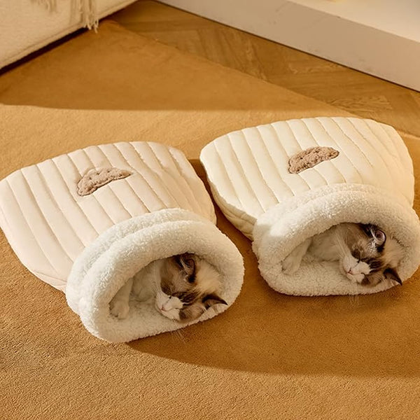 3-Schicht Flauschiger Haustier-Schlafsack – Wärme, Geborgenheit & Komfort für Katzen & kleine Hunde