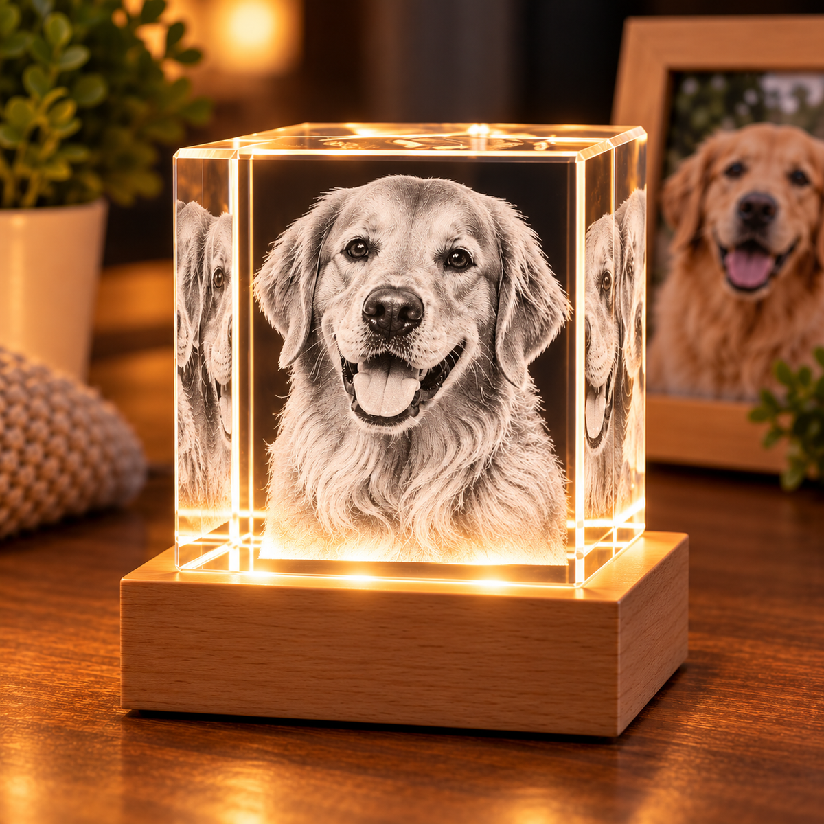 Personalisierter Haustier-Fotokristall mit 2D Gravur