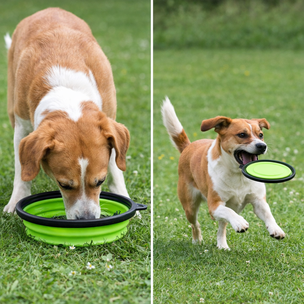 Faltbarer Silikon-Futternapf mit Frisbee-Funktion