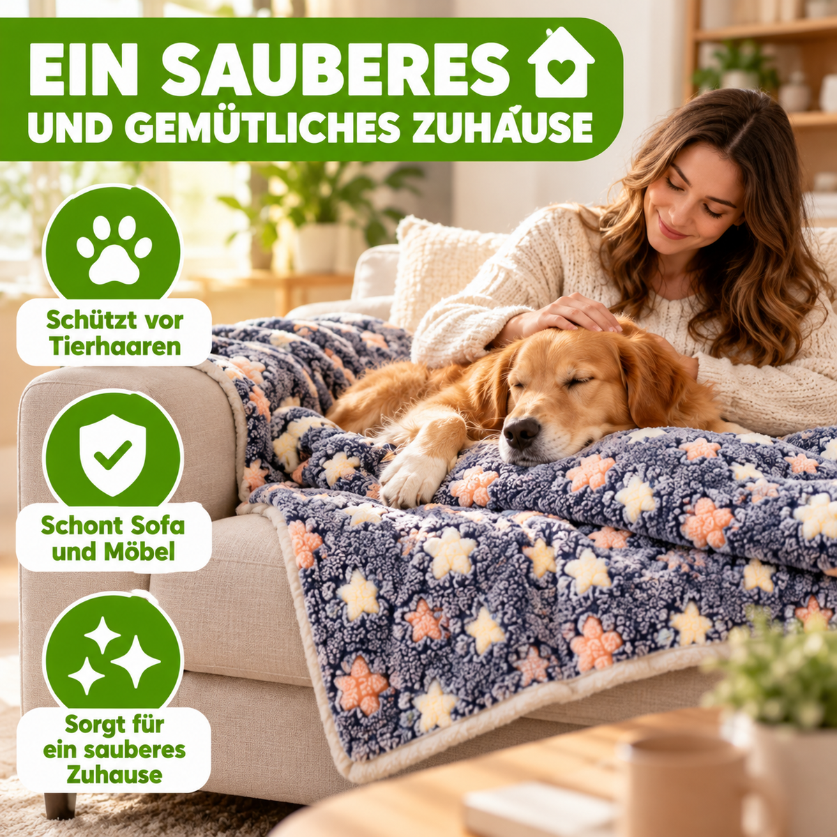 Waschbare Hundedecke weich rutschfest ideal für Sofa Bett und Auto