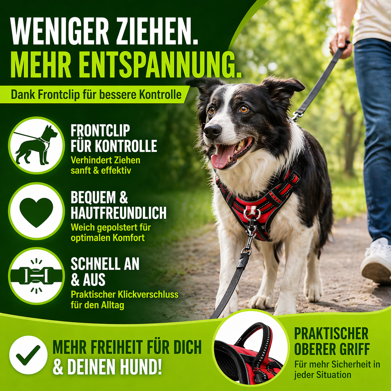Hundegeschirr mit Frontclip & reflektierenden Elementen