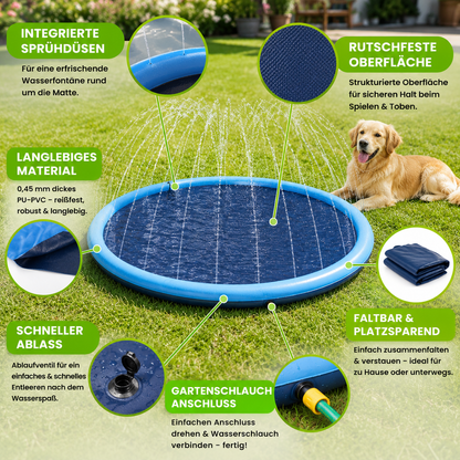 Faltbarer Hundepool mit Wassersprühfunktion