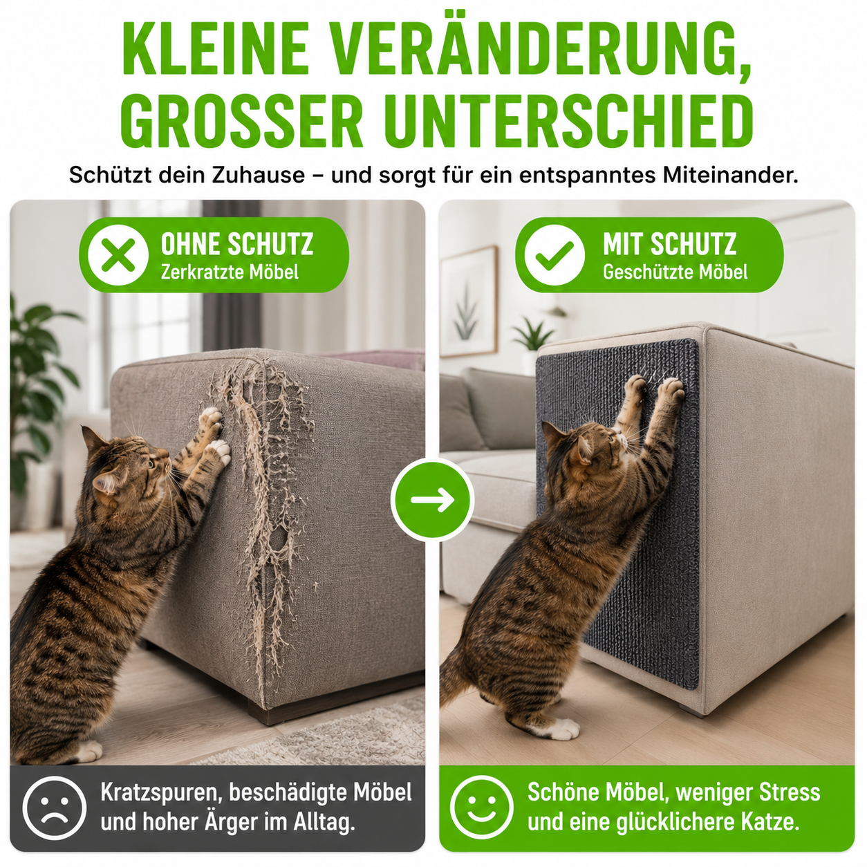 Hochwertige Katzenkratzmatte für Möbel & Wände