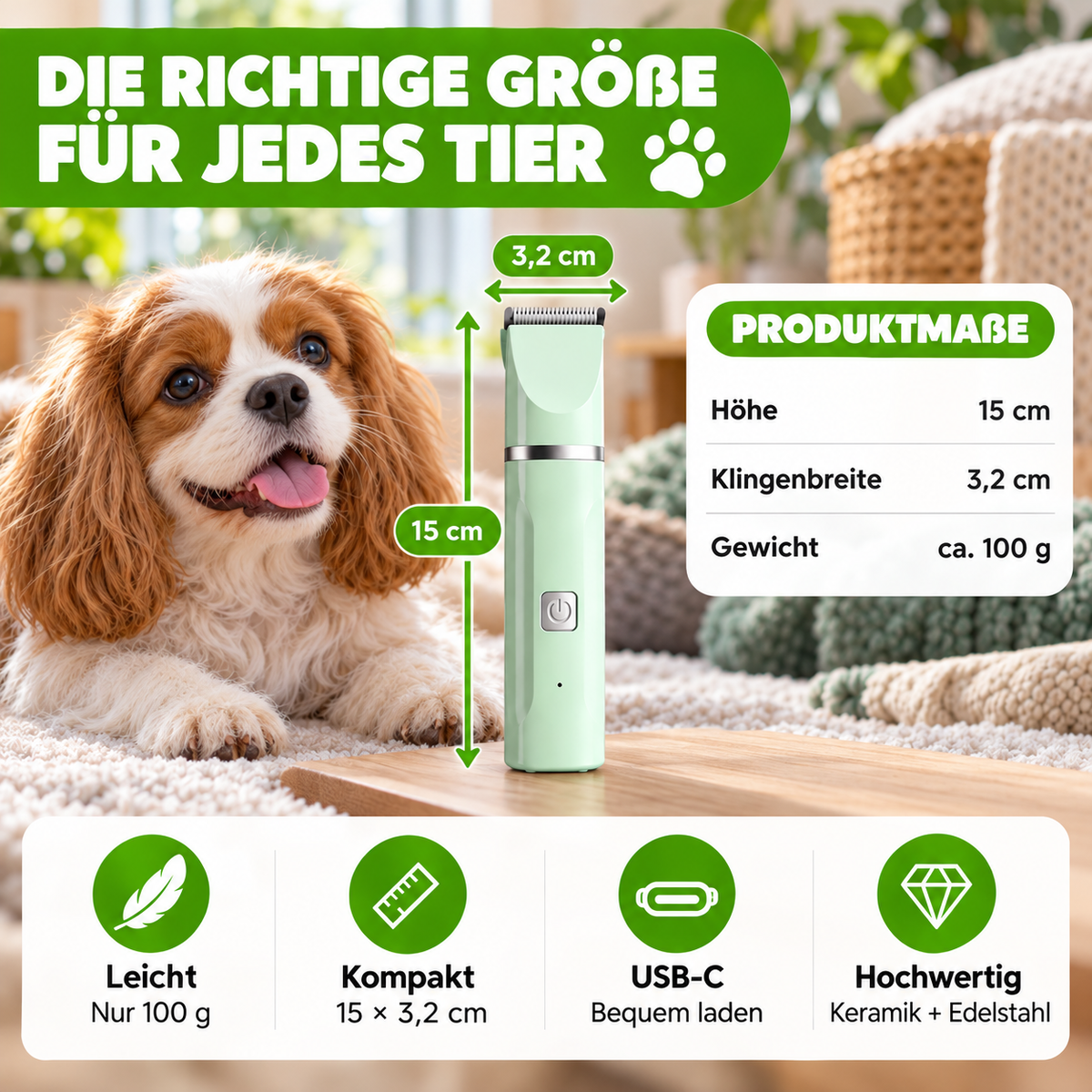 4-in-1 Haustier-Trimmer wasserdicht & leise