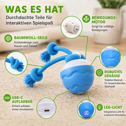 Interaktives Hunde-Spielzeug mit Bewegungssensor – USB-aufladbarer AutoKnoten mit Licht & Sound