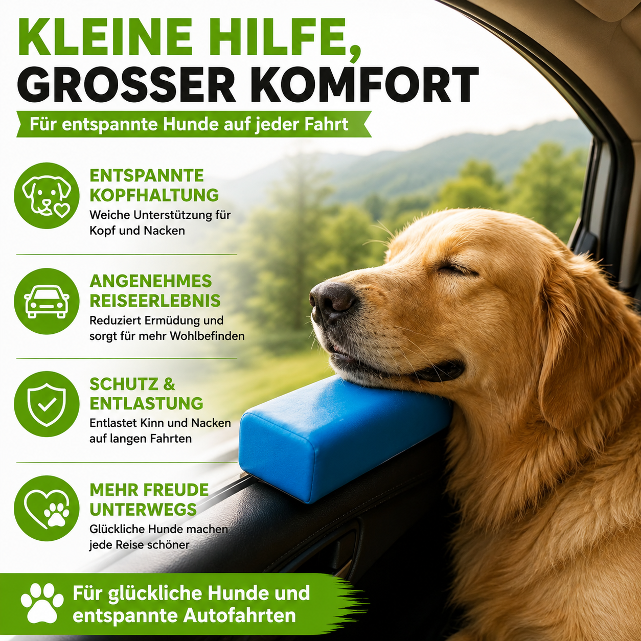 Auto Fensterpolster für Hunde – Weiche Kopfstütze