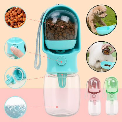 2in1 Wasser- & Futterflasche für Haustiere – Auslaufsicher & smart