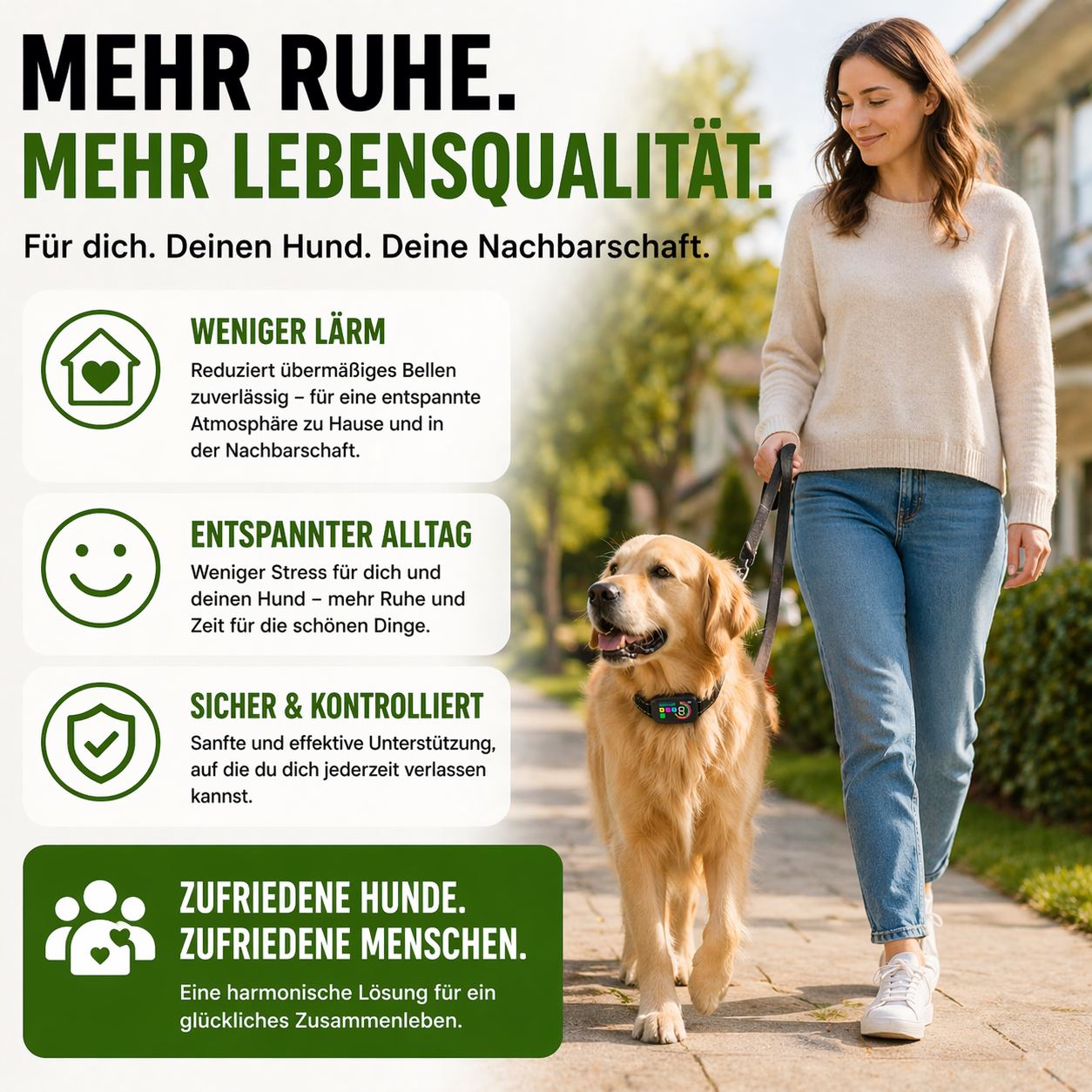 Hundetrainingshalsband mit Display, USB-C & 3 Trainingsmodi