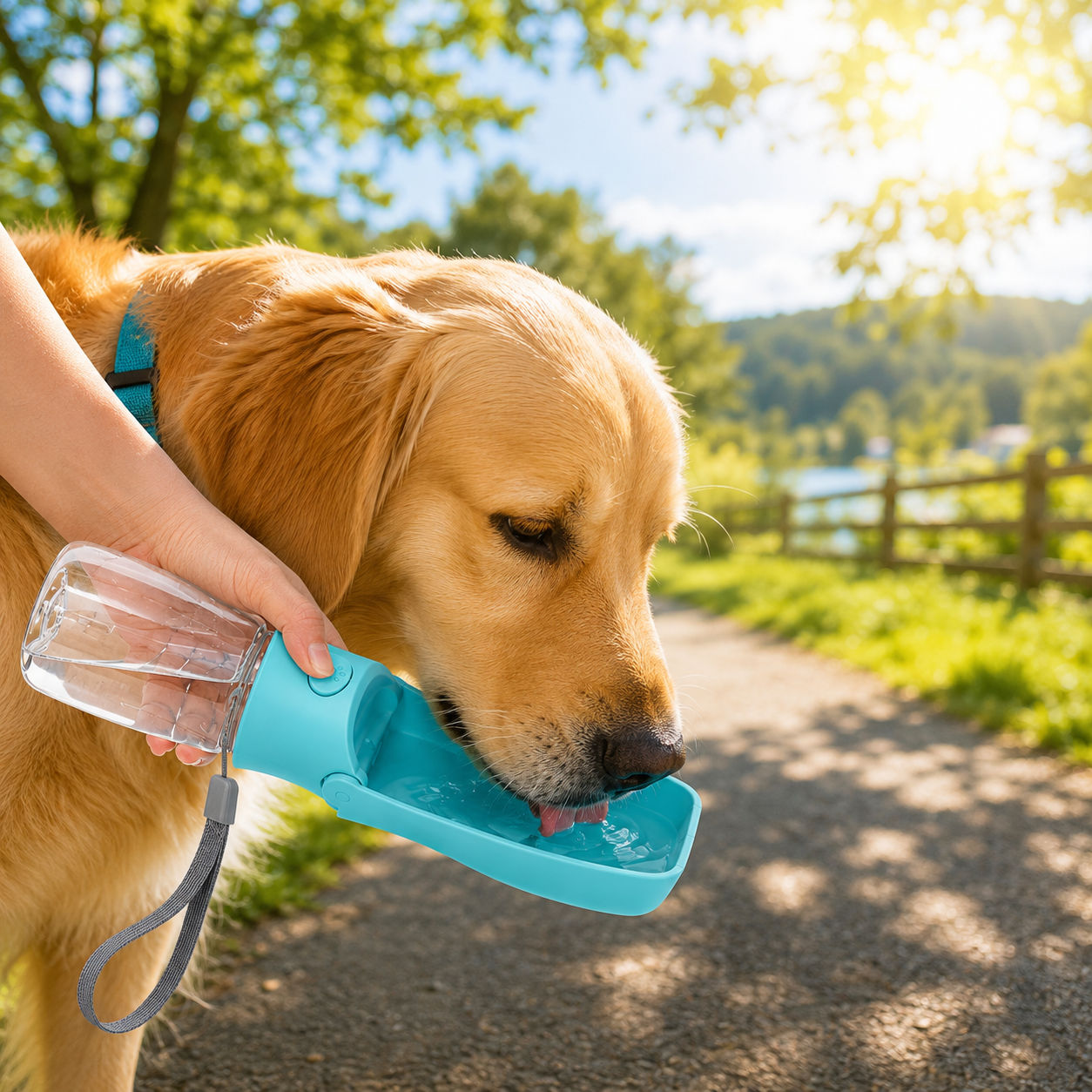 Faltbare Hunde Trinkflasche für unterwegs