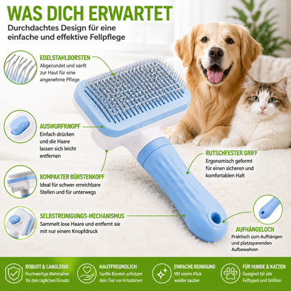 2-in-1 Selbstreinigende Fellbürste für Hunde & Katzen