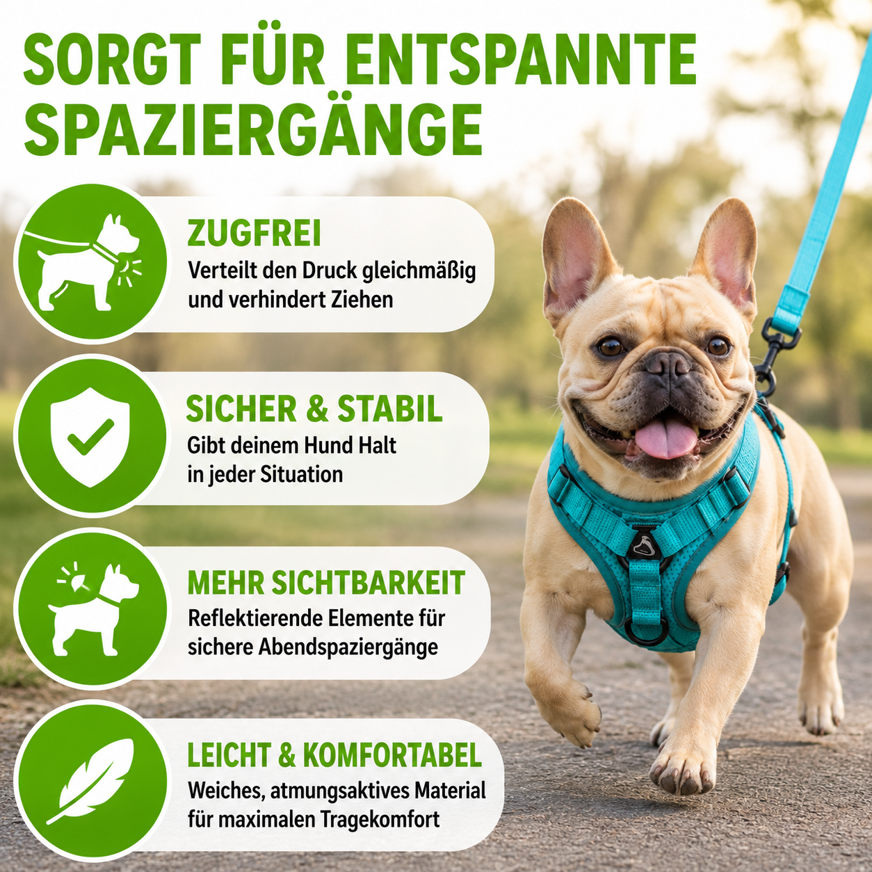 Zugfrei Hundegeschirr & Leinen-Set