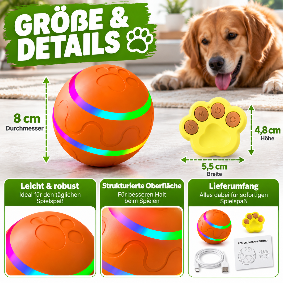 Interaktiver LED-Spielball mit Fernbedienung