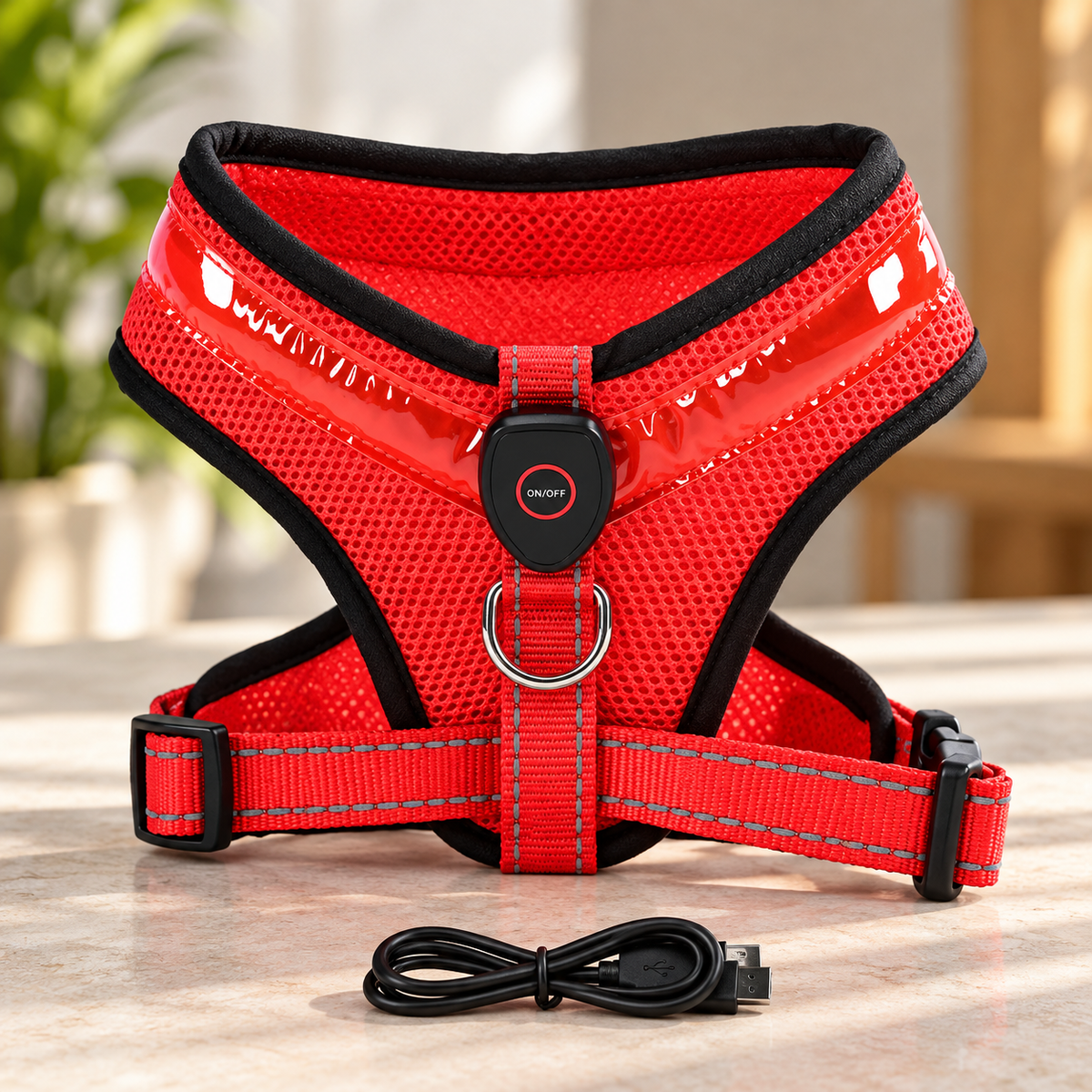 LED-Hundegeschirr mit USB-Aufladung Rot