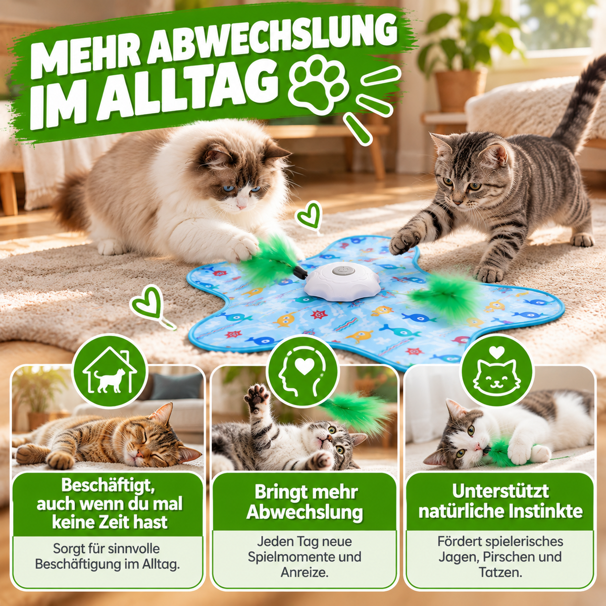 Elektrisches Versteckspiel Katzenspielzeug mit Feder & Sensor