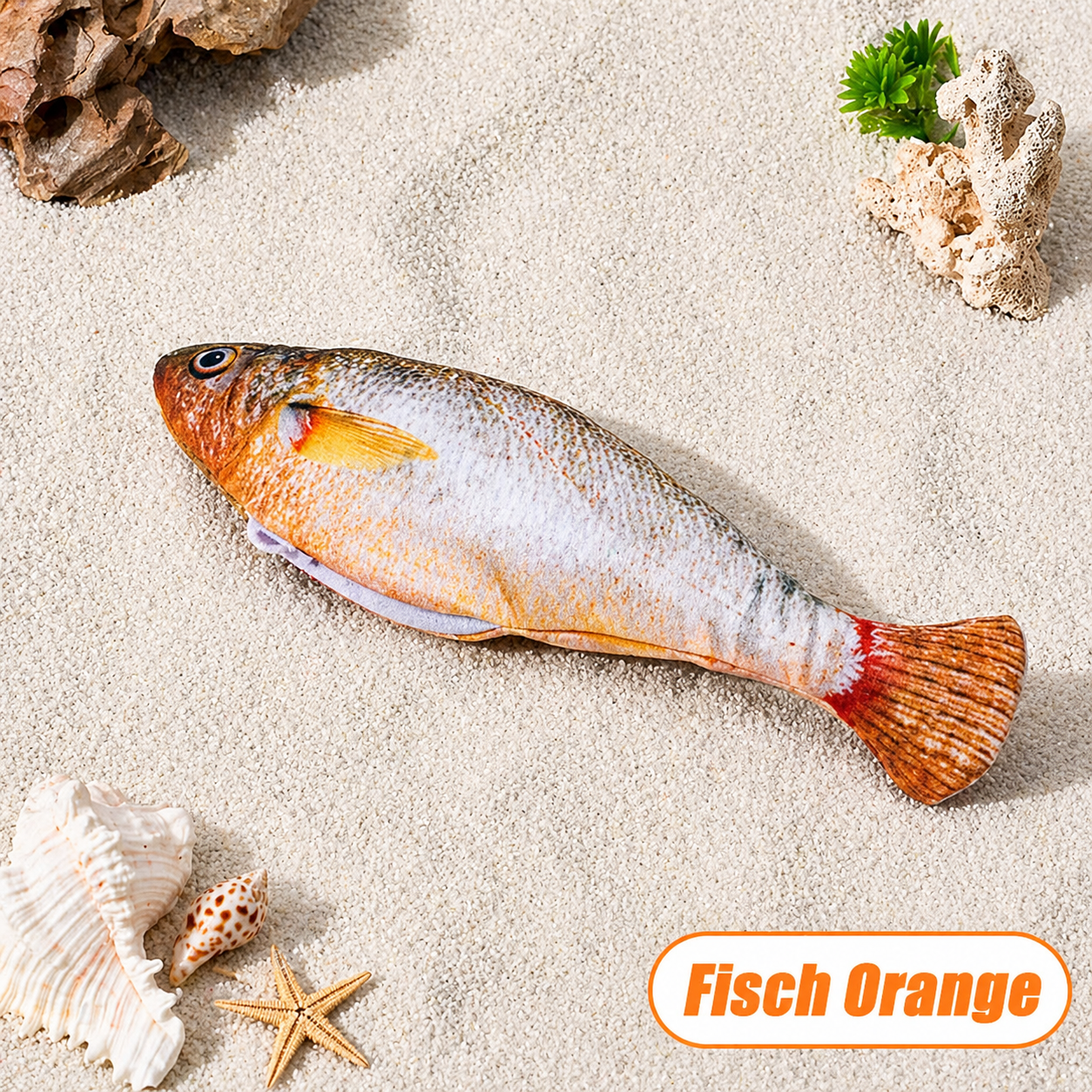 Realistisches Katzen Fischspielzeug mit Bewegun Fisch Orange
