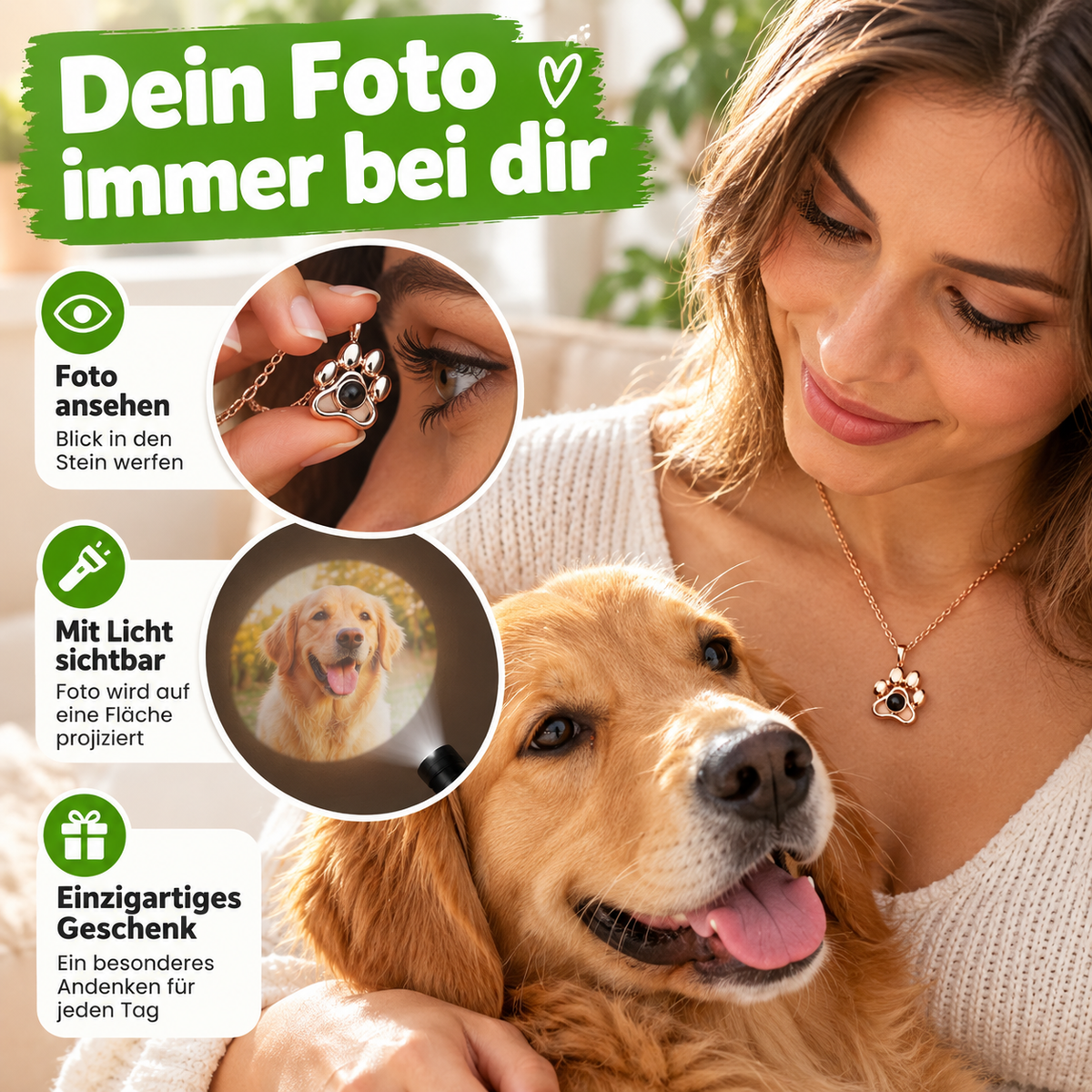 Personalisierte Foto Halskette aus 925 Sterling Silber