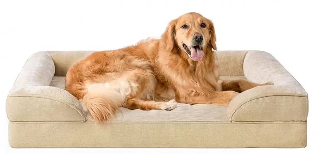 Waschbares Hundesofa mit Memory-Schaum und Wendekissen Khaki