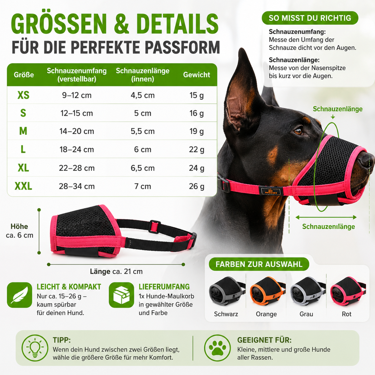 Atmungsaktiver Hunde-Maulkorb mit weicher Passform