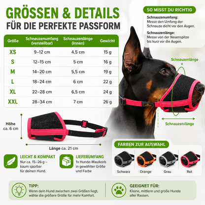 Atmungsaktiver Hunde-Maulkorb mit weicher Passform