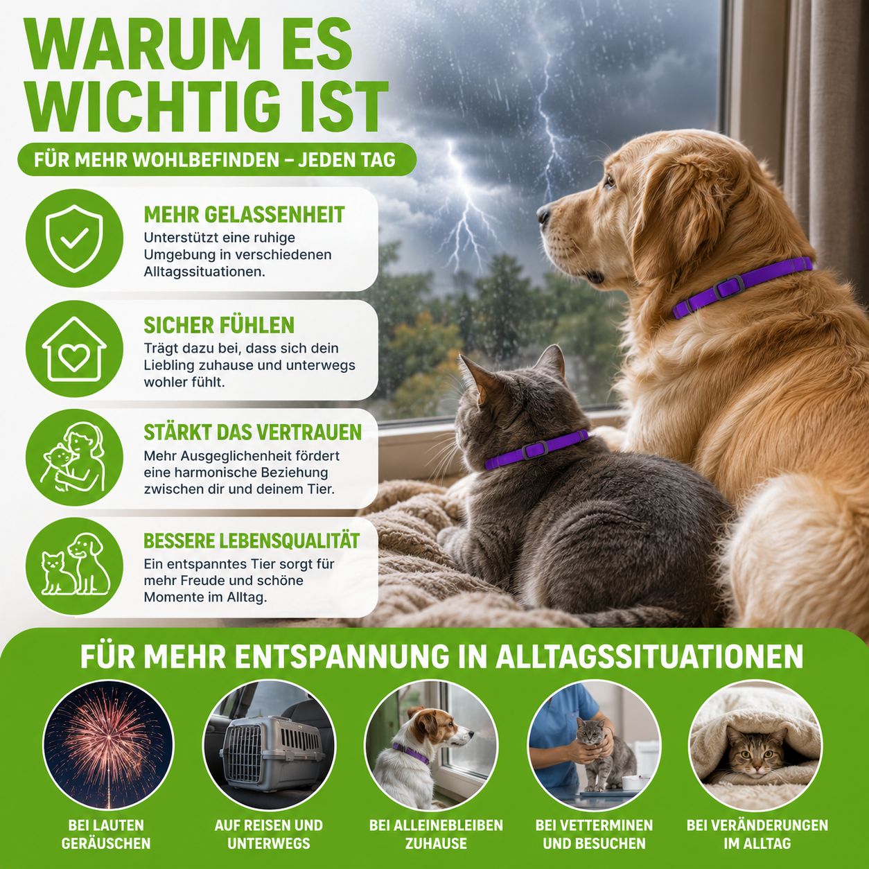 Verstellbares Beruhigungshalsband mit 60 Tagen Duftwirkung