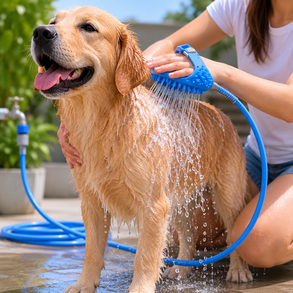 Hundedusche mit Massagebürste und Schlauch