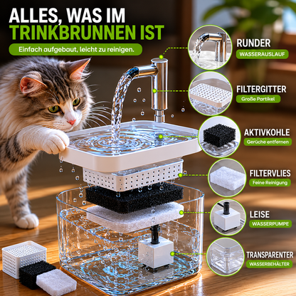 Leiser Katzen Trinkbrunnen mit Filter 1,5L