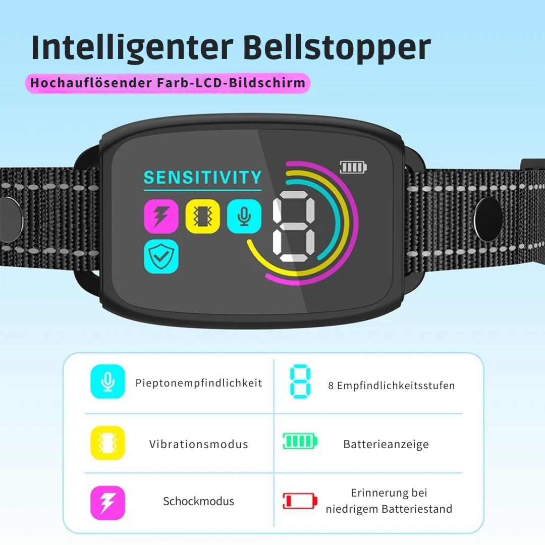 Anti-Bell Hundehalsband mit Display & 3 Modi – Für ruhige Nächte