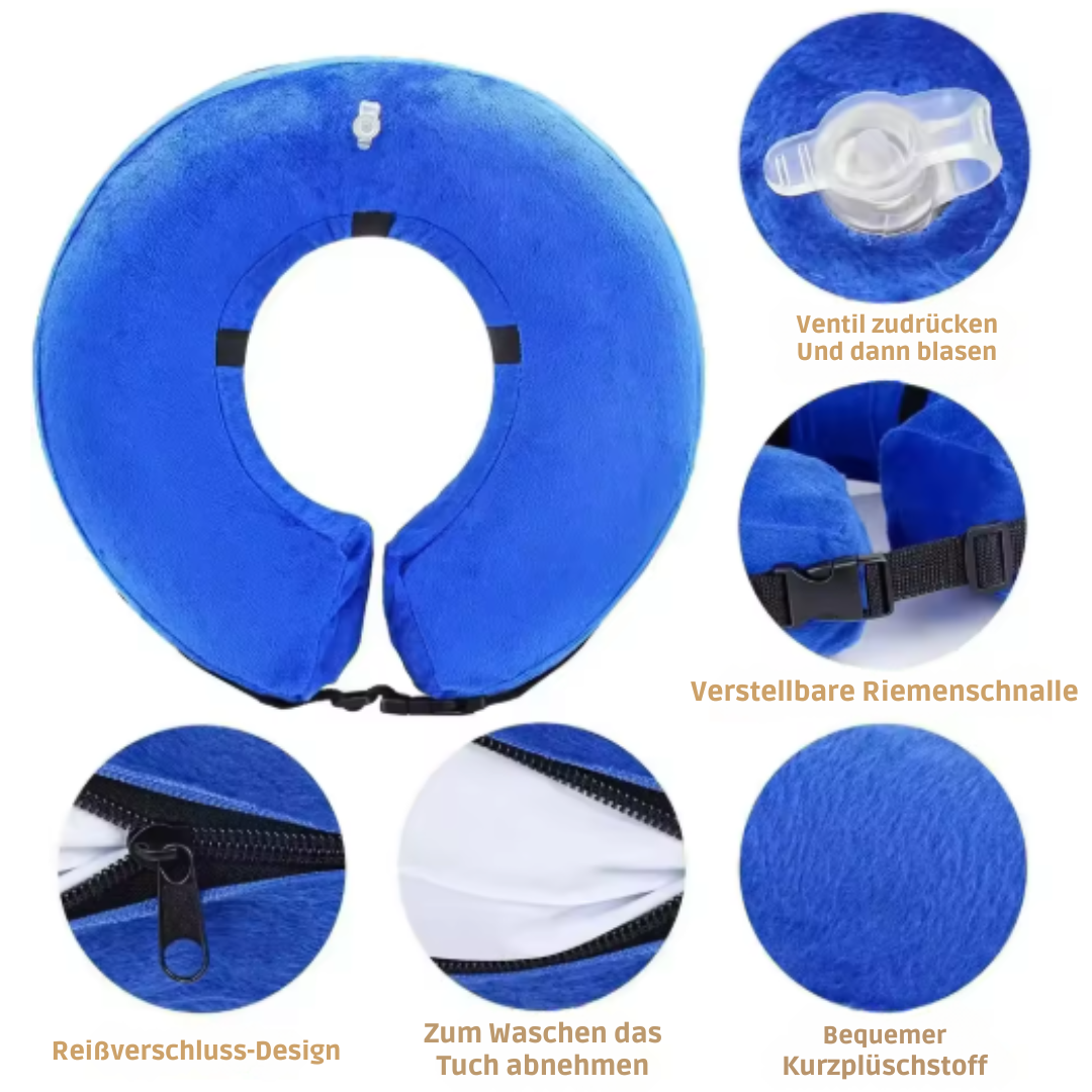 Aufblasbares Genesungshalsband für Hunde und Katzen – weich, sicher und bequem