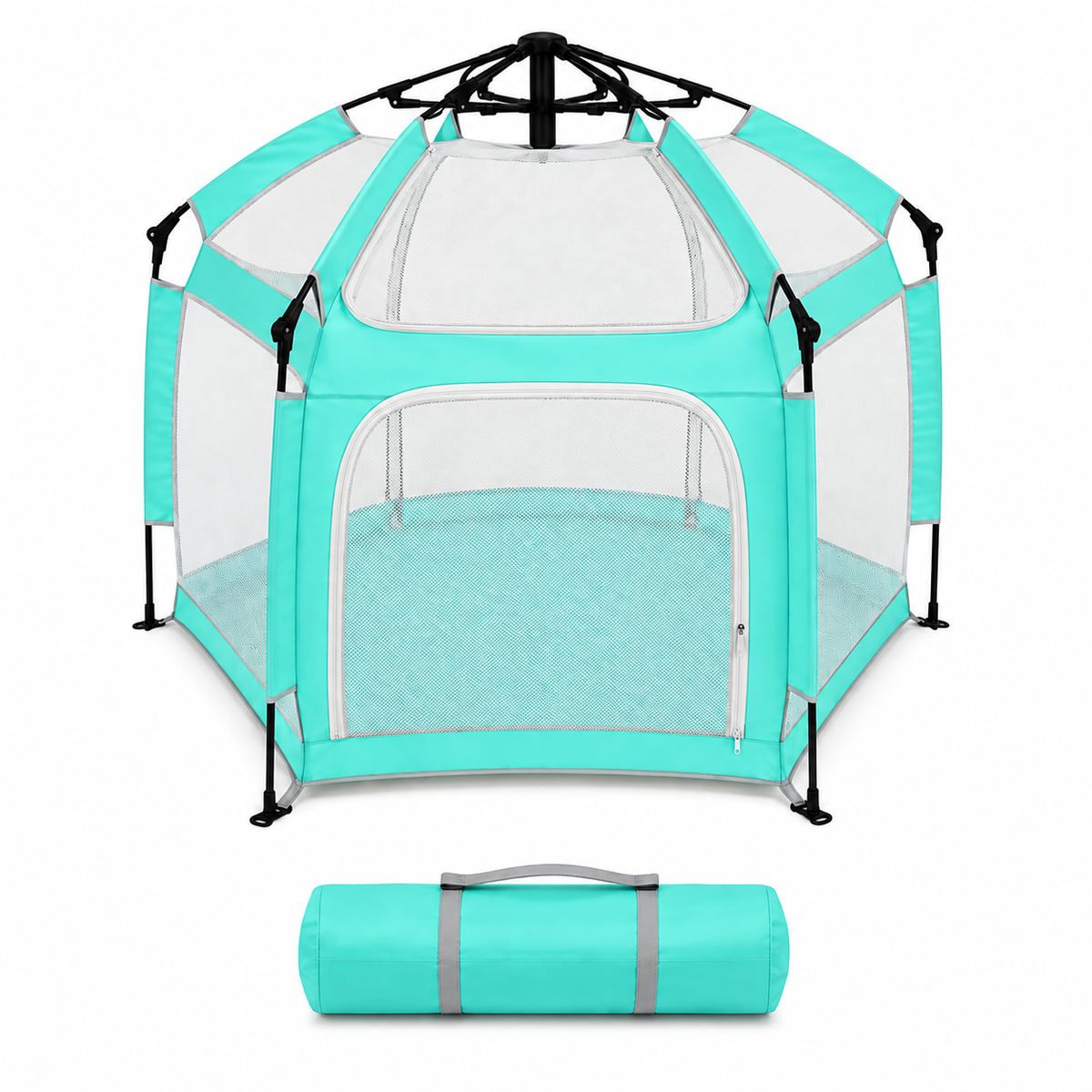 Faltbarer Hunde- & Katzenlaufstall mit Pop-Up-System Basisversion Cyan