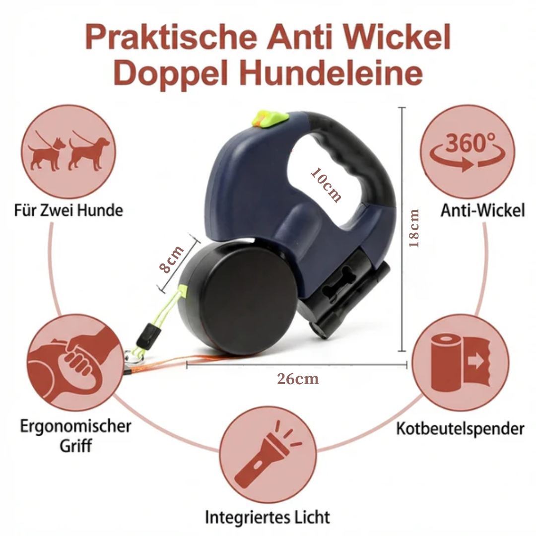Praktische Anti Wickel Doppel Hundeleine