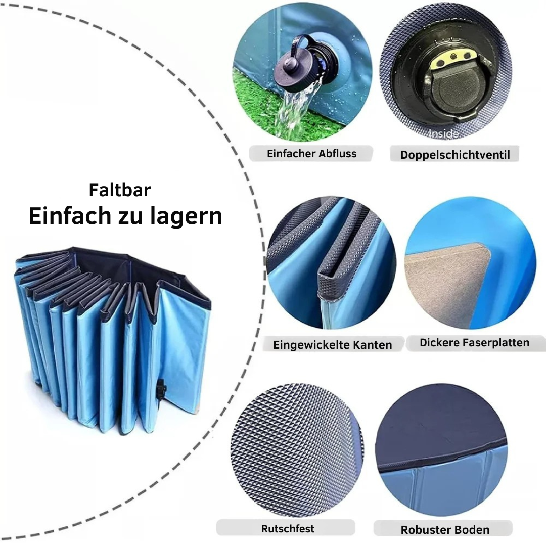 Faltbarer PVC Hundepool mit Abflussventil – Ideal für Sommer & Garten