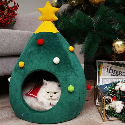 Weihnachtsbaum Haustierbett – Warmes Kuschelbett für Hund & Katze 🎄