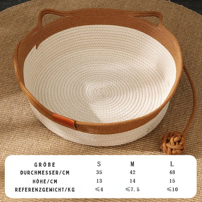 Handgeflochtenes Katzenbett aus Baumwolle – natürlich & gemütlich